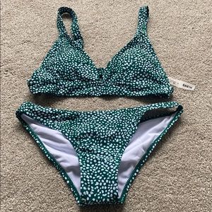 NWT SHEIN green polka dot bikini